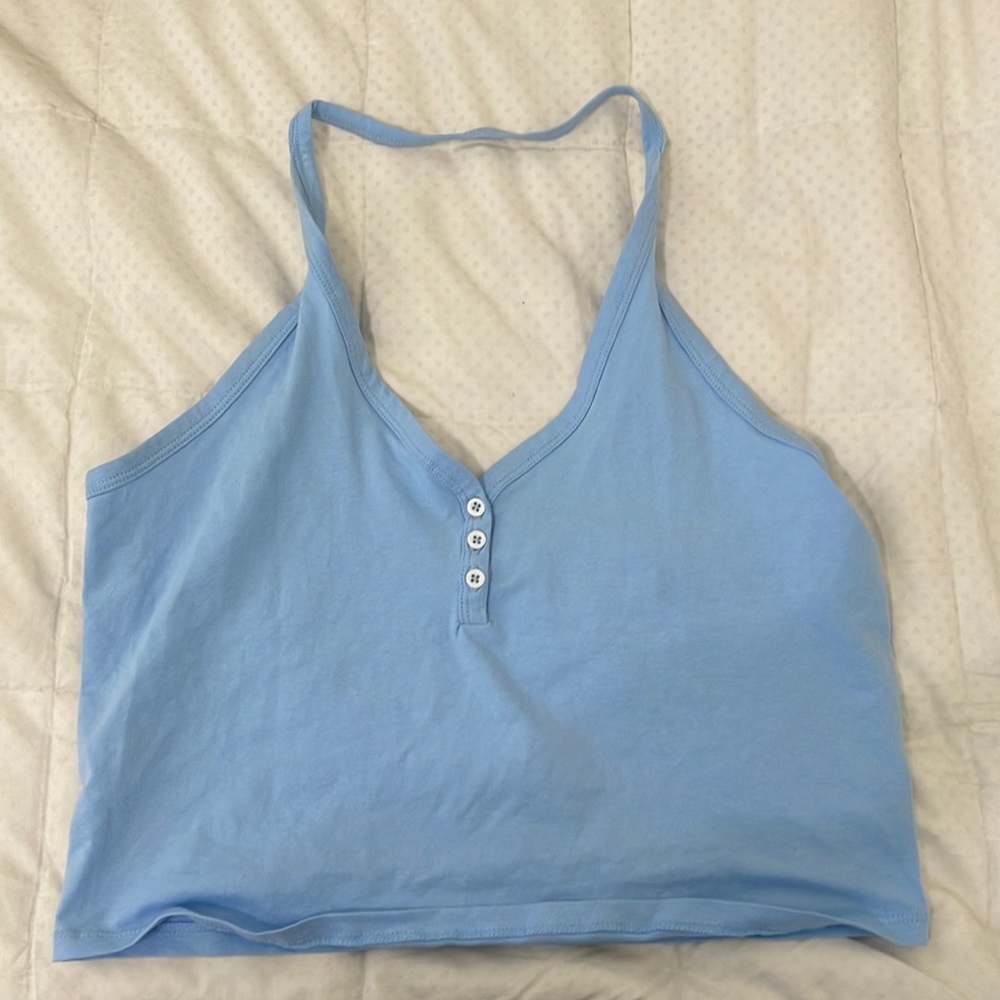 blue halter top